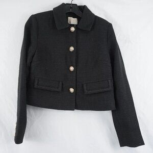 Sunset Adore Noir Boucle Tweed Blazer Jacket Versatile Timeless Classic in Black